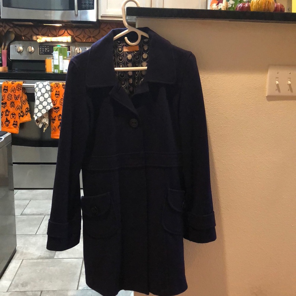 Navy knee length pea coat
